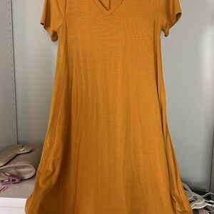 Mustard Yellow V-Neck Dress